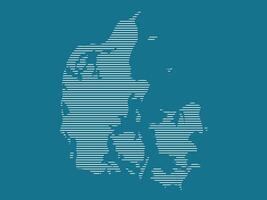 Denmark map with simple straight lines on blue background illustration vector