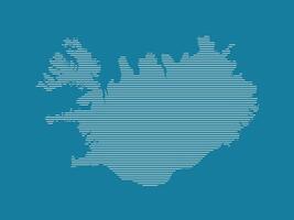 Iceland map with simple straight lines on blue background illustration vector