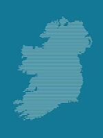 Ireland map with simple straight lines on blue background illustration vector