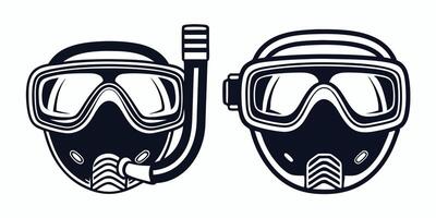 two scuba masks and a snorkel vector