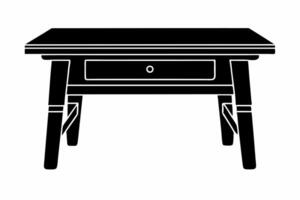 a black and white illustration of a table with a drawer vector