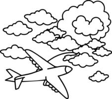 airplane coloring pages with clouds vector