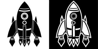 a black and white image of a rocket ship vector
