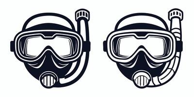 two scuba masks and a snorkel vector