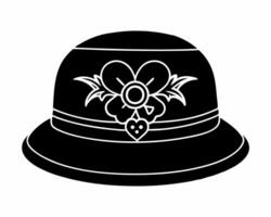 a black hat with a flower on it vector
