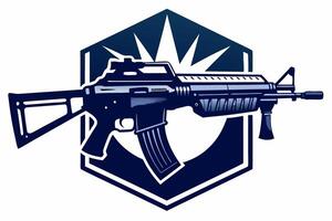 an image of an assault rifle on a white background vector