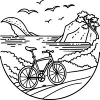 Adult coloring page with nature and cycle vector