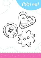 Coloring page for kids with different buttons. vector