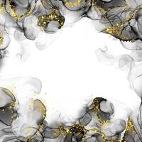 Elegant background with border of alcohol ink design with gold glitter vector