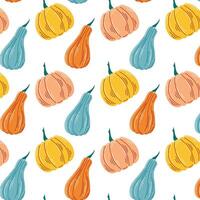 Ripe pumpkin seamless pattern in flat style. Autumn vegetable design for Halloween, food store. illustration on a white background. vector