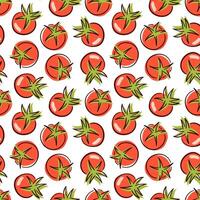 Seamless pattern of red tomato in flat style. Vegetable design for grocery, store, menu. illustration on a white background. vector