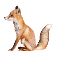fox sitting and looking forward isolated on transparent background png