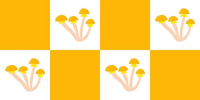 Checkered Seamless Pattern with Honey Mushrooms, for Textile, Fabric, Wrapping Paper vector