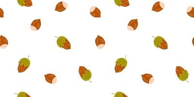 Seamless Pattern with Hazel Nuts on a White Background for Textile, Fabric, Wrapping Paper vector
