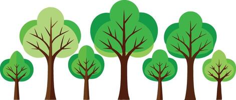 Green Trees Pack different shapes and sizes design, Nature and Environment Illustration vector