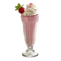 a strawberry milkshake with whipped cream and strawberries png