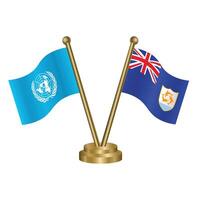 United Nations and Anguilla table flags vector