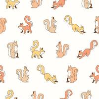 Collection of Squirrel Seamless Pattern illustration Design vector