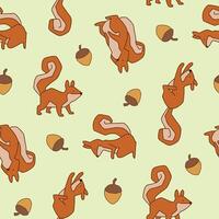 Squirrel with Nut Seamless Pattern illustration Design vector