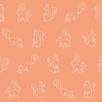 Outline Collection of Squirrel Seamless Pattern illustration Design vector