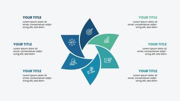 Creative infographic template with 6 options. Company presentation template with icons. vector