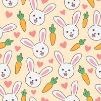 seamless pattern of cartoon rabbits and carrots, suitable for children's product designs vector