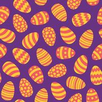 seamless pattern of red and yellow Easter eggs on a purple background vector