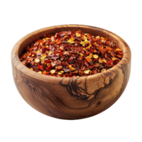 Dried Red Chilli Flakes In Olive Bowl Genereted AI png