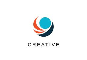 Modern abstract logo with red and blue swirls representing creativity and dynamism, suitable for branding. vector