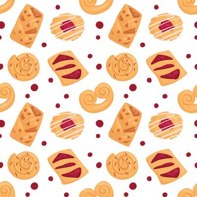 Pattern with sweet buns with berry filling.