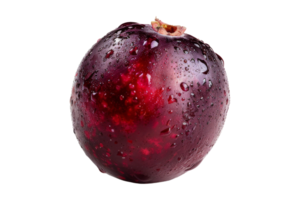 Close-up of a single red grape with water droplets png