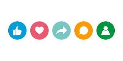 Thumb up, like, heart, repost, comment icon. vector
