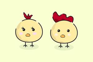 cute character of a yellow chick on a yellow background vector