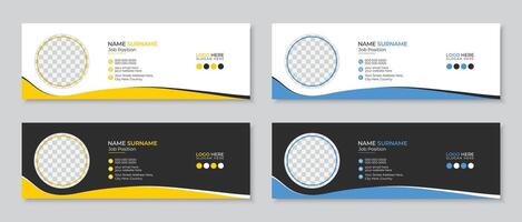 Modern and minimal personal business email signature or email footer design, professional promotional simple e signature, standard email design bundle set vector