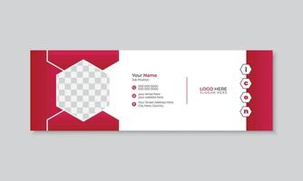 Modern corporate red color gradient email signature or email footer abstract shape design template, personal social media cover, business promotion illustrator, standard minimal clean design vector