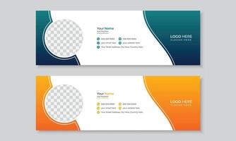 Creative email signature or email footer design template, modern minimalist personal social media cover layout design for multipurpose use, corporate business editable signature design vector