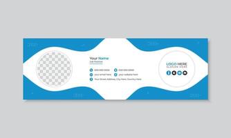 Gradient blue email signature template, unique and creative email footer layout, personal social media cover design vector
