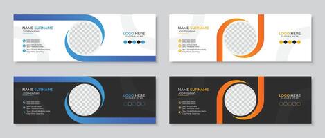 Modern and creative corporate email signature or email footer design template, new personal social media cover ads, minimal professional style design, fully editable layout set vector