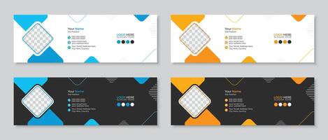 New clean, simple and minimal email signature or email footer design template, fully editable layout, modern corporate multipurpose personal social media cover banner vector