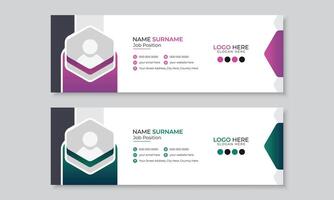 Modern professional email signature or email footer template design, multipurpose corporate business banner layout, creative design in 2 colors bundle set, easy to use and edit vector