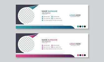 Modern corporate business email signature or email footer design template, professional multipurpose layout design bundle set in 2 gradient colors, creative editable layout, new trendy style vector