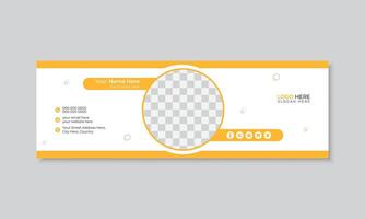 Clean and simple email signature or email footer design template, personal social media cover design, creative design with yellow abstract shapes, minimal editable layout vector