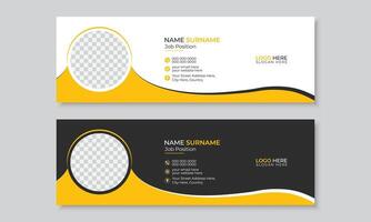 Professional minimalist email signature or email footer template design set, modern clean standard e signature design, multipurpose business promotion ads banner layout vector