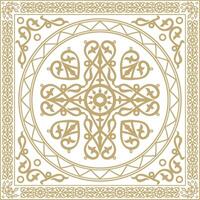 gold square Yakut ornament. An endless rectangular border, a frame of the northern peoples of the Far East. vector