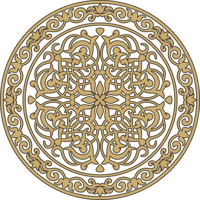 golden floral round ornament of Ancient Greece and the Roman Empire. Classic circle with a pattern of European peoples.