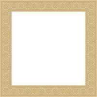 square gold border, frame, Pompeii. Rectangle Neopolitan ornament. Art of Ancient Rome. Template for stained glass vector