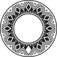 Native American round monochrome pattern. Geometric shapes in a circle. National ornament of the peoples of America, Maya, Aztecs, Incas. vector