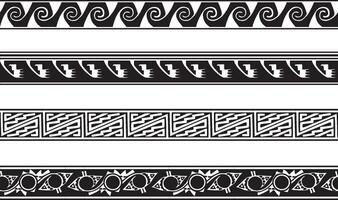 set of seamless monochrome national native american ornaments. Endless ethnic black borders, frames of the peoples of America, Aztec, Maya, Incas. For sandblasting, plotter and laser cutting. vector