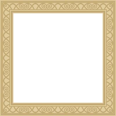 gold square classic renaissance ornament. Endless european border, revival style frame.
