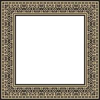 square gold with black border, frame, Pompeii. Rectangle Neopolitan ornament. Art of Ancient Rome. Template for stained glass vector